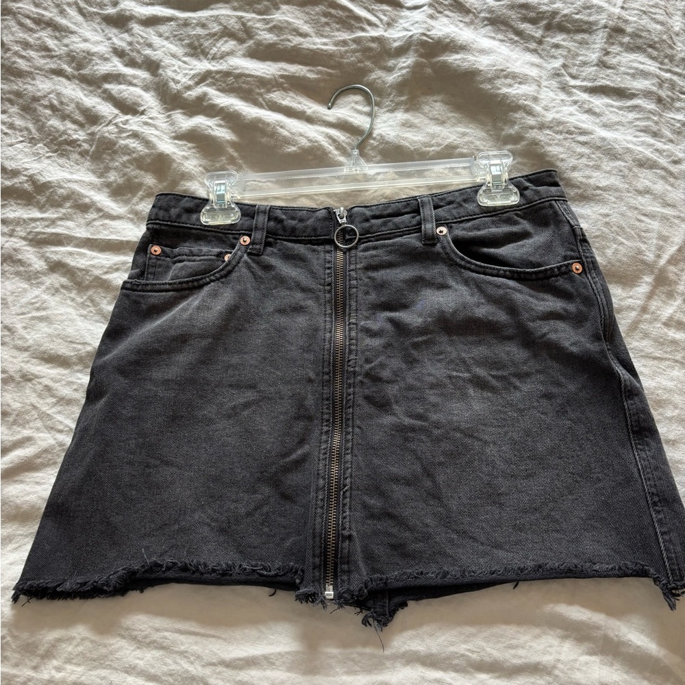 We the Free Black Denim Skirt with Zipper Size 28